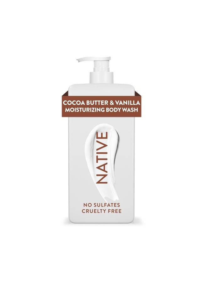 native غسول الجسم المرطب يحتوي على مكونات مشتقة طبيعياً | للنساء والرجال، خالي من الكبريتات والبارابين والأصباغ مما يترك البشرة ناعمة وم hydrated | زبدة الكاكاو والفانيليا 18 أونصة - Image 1