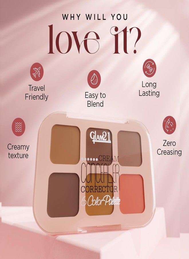 Glam 21 Glam21 Cream Concealer Corrector Palette |Creamy texture | Flawless & Buildable Coverage |Crease-proof formula |Easy To Blend & Lightweight Concealer For Face Makeup (9gm) - 02- Medium Madness - Image 3