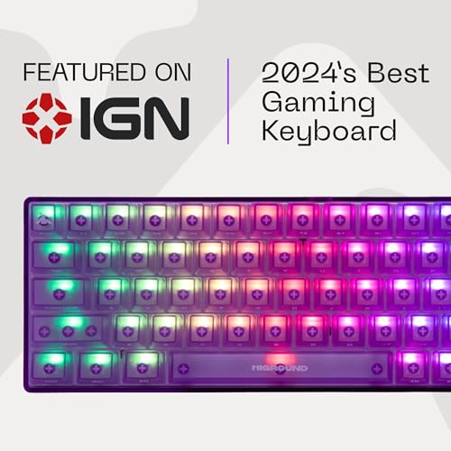 Higround Crystal Amethyst Basecamp 65% Mechanical USB Wired Gaming Keyboard, White Flame Switches, Programable RGB, Transparent/Translucent, Hot-Swappable, Deep Thock Creamy Sounding PC Keyboard - Image 2