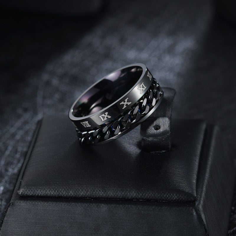 Men'S Rotating Chain Ring In Titanium Steel With Geometric Design, A Stylish Ring Suitable For Both Men And Women. - Image 1