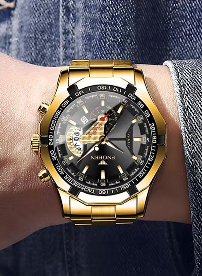 FNGEEN Fashion Business Men's Quartz Watch, Men's Watch, Gold - Image 4