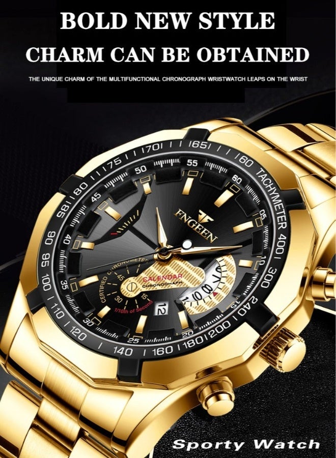 FNGEEN Fashion Business Men's Quartz Watch, Men's Watch, Gold - Image 2