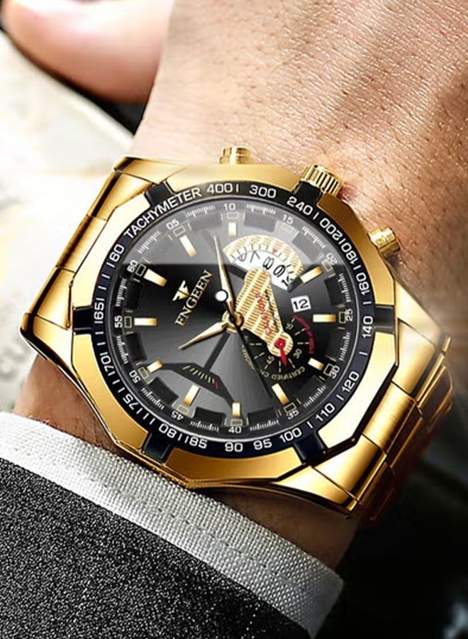 FNGEEN Fashion Business Men's Quartz Watch, Men's Watch, Gold - Image 5