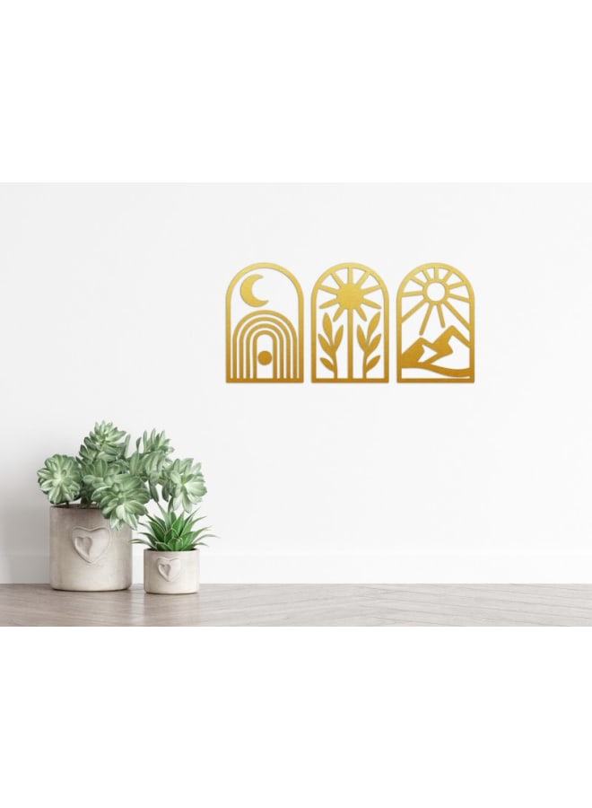 هوم جاليري مجموعة من فنون الحائط الخشبية بتصميم بوهو - Image 2