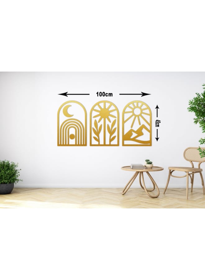 هوم جاليري مجموعة من فنون الحائط الخشبية بتصميم بوهو - Image 4