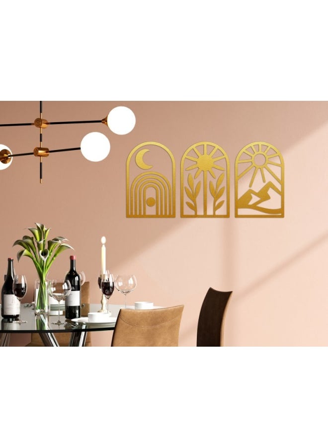 هوم جاليري مجموعة من فنون الحائط الخشبية بتصميم بوهو - Image 3