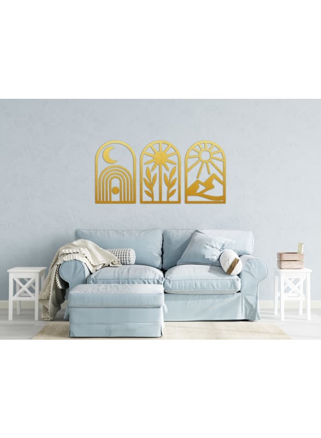 هوم جاليري مجموعة من فنون الحائط الخشبية بتصميم بوهو - Image 1