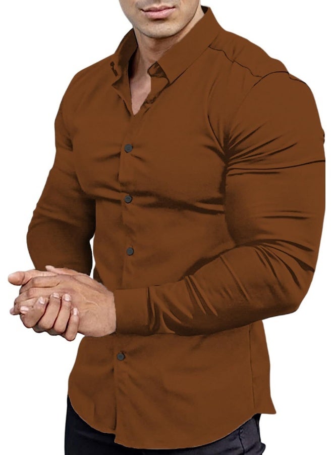 نيبمينينت قمصان رجال بأكمام طويلة مقاومة للتجاعيد، مصنوعة من قماش مرن، مثالية للأعمال والفساتين الرسمية وحفلات الزفاف. - Image 1