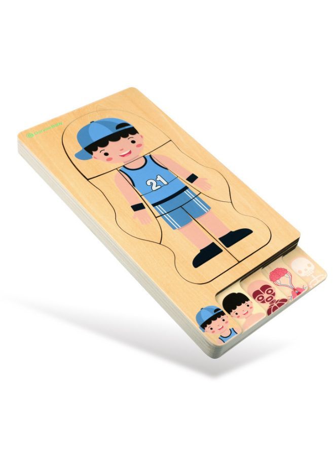 الأطفال التعليمية خشبية هيكل جسم الإنسان الألغاز الخشبية للأطفال (الصبي) - Image 1