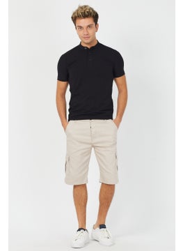 Cool Tarz Cool Style Men's Beige Cargo Pocket Lycra Shorts  - Image 4