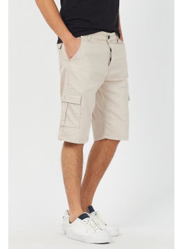 Cool Tarz Cool Style Men's Beige Cargo Pocket Lycra Shorts  - Image 1
