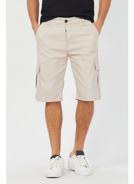 Cool Tarz Cool Style Men's Beige Cargo Pocket Lycra Shorts  - Image 2