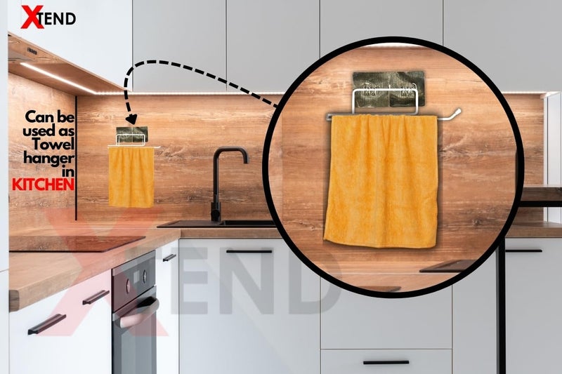 XTEND حامل ورق التواليت ذاتي اللصق من Xtend لحامل ورق المناديل/المناشف/عصا المناشف لملحقات الحمام (حجم قياسي، أبيض) (حزمة ورق التواليت 2_أبيض) - Image 5