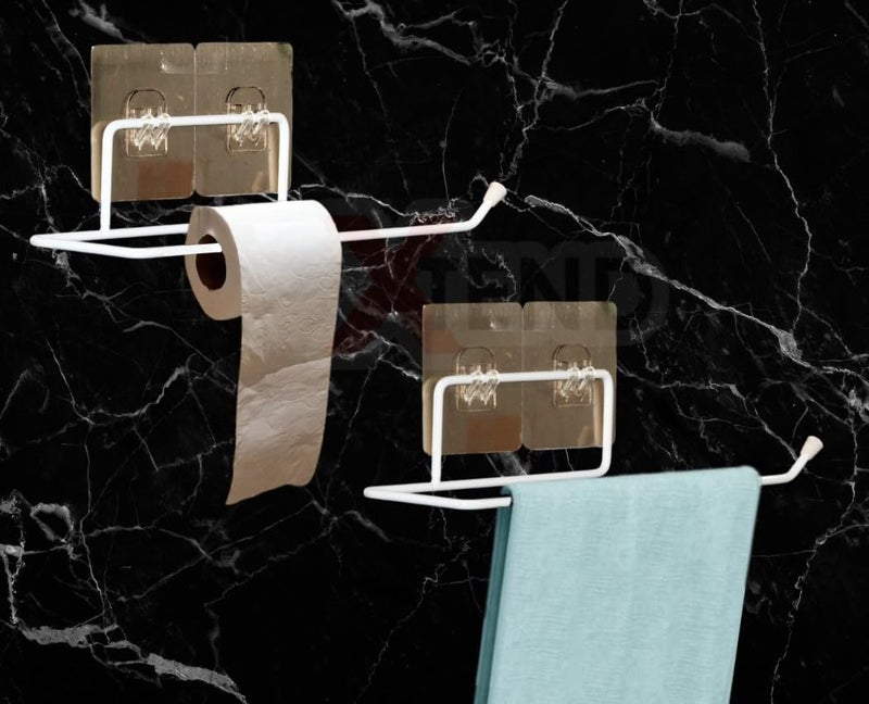 XTEND حامل ورق التواليت ذاتي اللصق من Xtend لحامل ورق المناديل/المناشف/عصا المناشف لملحقات الحمام (حجم قياسي، أبيض) (حزمة ورق التواليت 2_أبيض) - Image 3