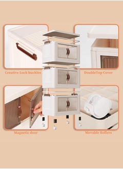 R.VIHAN Multi-Layer Organizer 3-Tier Storage Bins Foldable Portable Storage Box Cabinet with Rolling Wheels Collapsible Lockable Stackable Closet Organizer Plastic Storage Box for Clothes Snacks Toys Home Decor Storage Solution  Multipurpose Storage Box  - Image 5