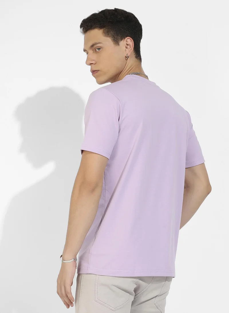 Campus Sutra Men's Lilac Basic Regular Fit T-Shirt
