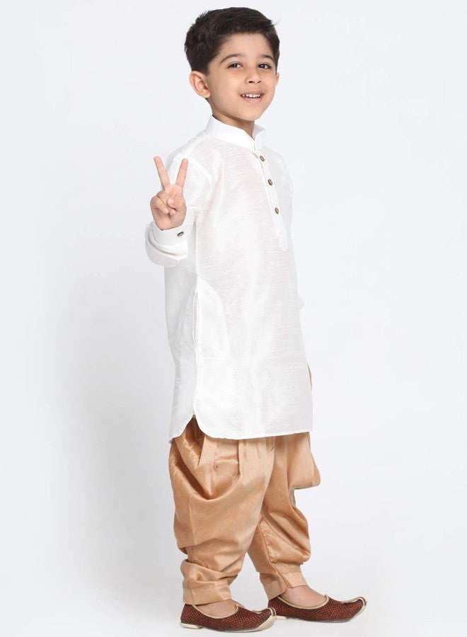JBN Creation Vastramay Baby Boy's Cotton Silk Blend Pathani Style Kurta and Patiyala Dhoti Set (White, 6-12 Months, VASnBUK001WHnCDRG) - Image 2