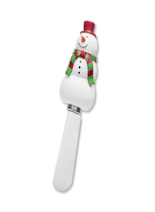 UPware Snowmen Cheese Spreaders, Hand-Painted Resin Handles with Stainless Steel Blades for Spreading Cream Cheese, Butter, and Jam, Assorted Designs, Set of 4 - Image 3