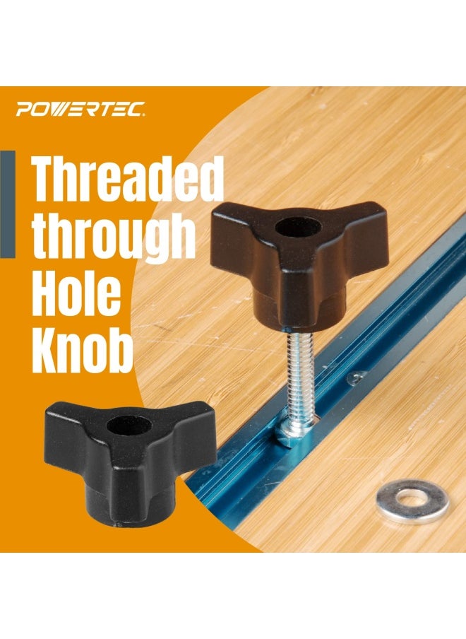 POWERTEC - 71068 T-Track Knobs with 1 4-20 by 1-1 2 Hex Bolts and Washers Set of 10 - Image 1
