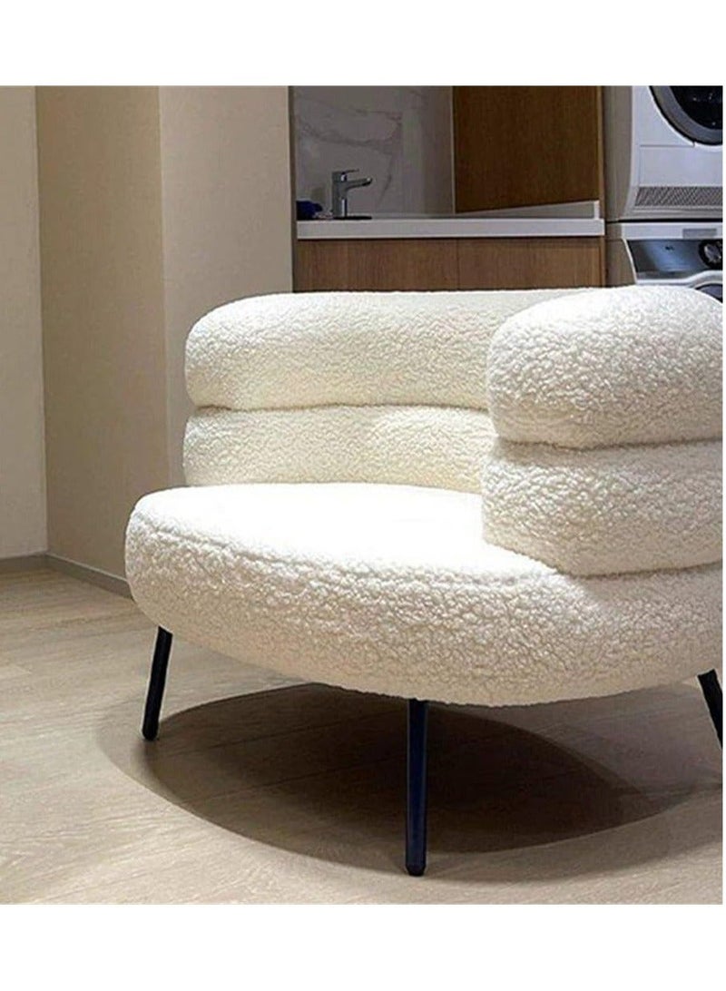 VINNYSEN Lamb's Wool Lazy Person Sofa Chair Home Dining Chair Balcony Backrest Chair Sub Dresser Makeup Bench - Image 4