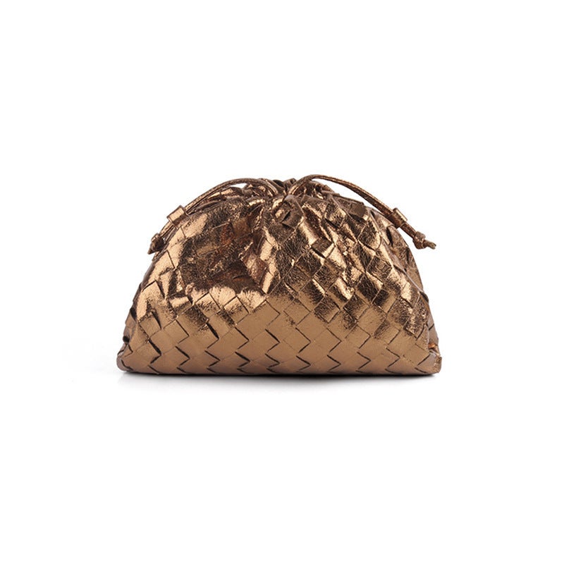 Explosions Metallic Woven Cloud Bag Fashion Exquisite Dumpling Bag Clip Clutch Bag Evening Bag - Image 1