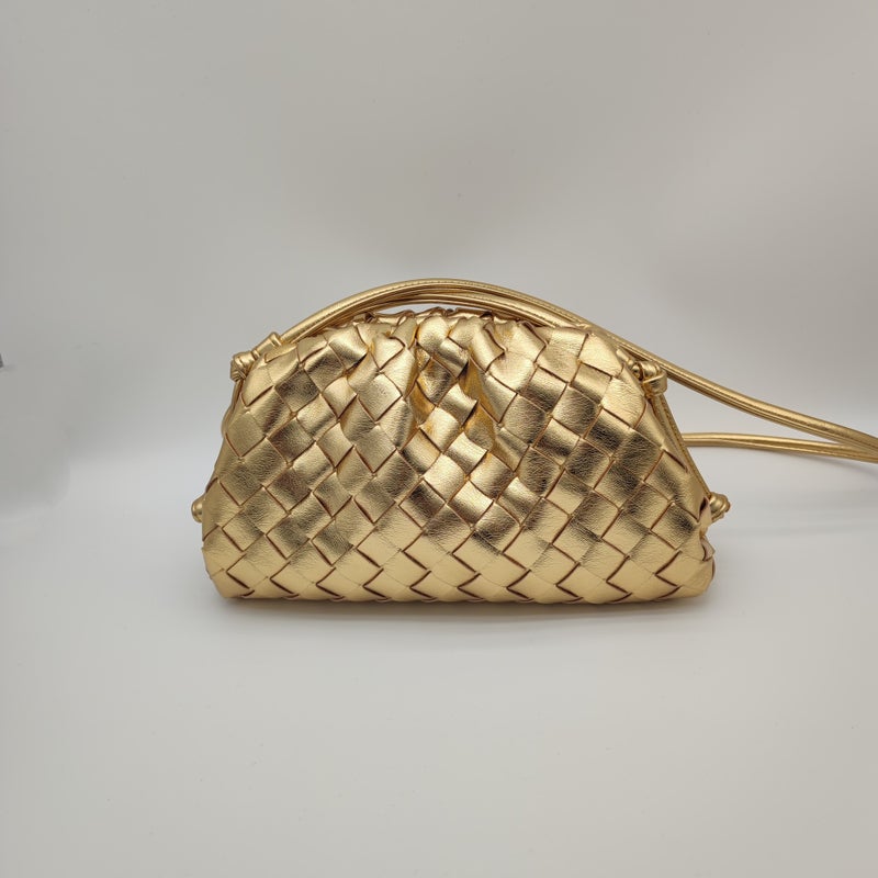 Explosions Metallic Woven Cloud Bag Fashion Exquisite Dumpling Bag Clip Clutch Bag Evening Bag - Image 4