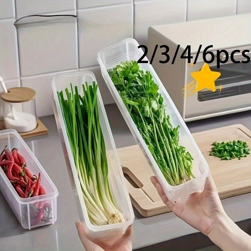 Plastic Fresh-Keeping Storage Containers for Vegetables, 2/3/4/6pcs Organizer Bins with Lids, Airtight Food Containers for Cilantro, Green Onions, Mint, Herbs, Lettuce, Kitchen Organization, Dishwasher Safe - Image 3