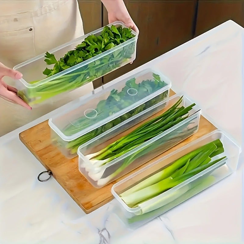 Plastic Fresh-Keeping Storage Containers for Vegetables, 2/3/4/6pcs Organizer Bins with Lids, Airtight Food Containers for Cilantro, Green Onions, Mint, Herbs, Lettuce, Kitchen Organization, Dishwasher Safe - Image 2