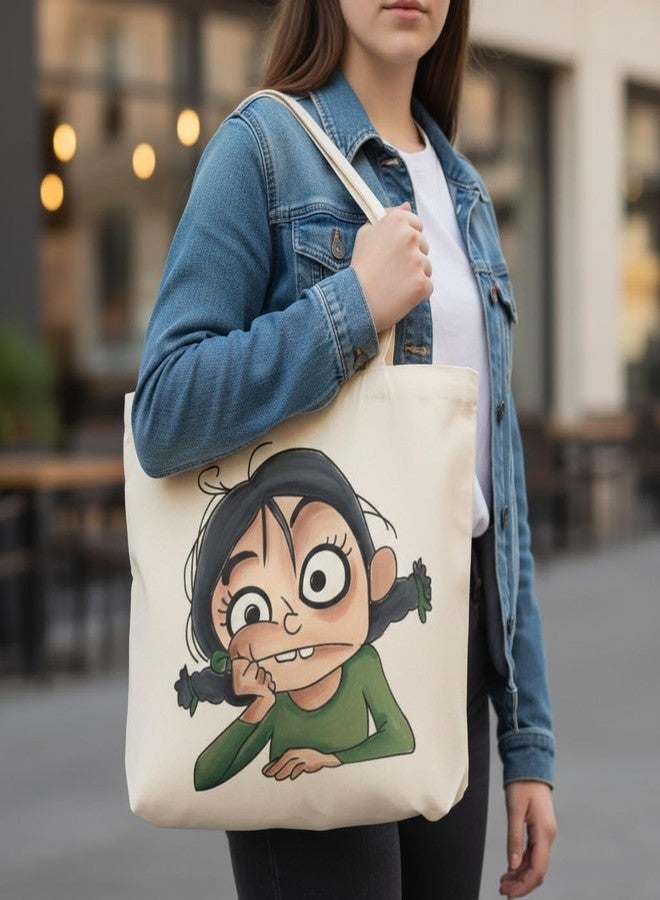 iCraft DIY Canvas Tote Bag Painting Kit for Kids & Adults - Complete Art & Craft Set with Pure White Cotton Bag, 6 Vibrant Chalk Paints, Brush & Color Guide (Cartoon) - Image 2