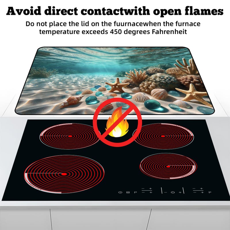 AOHMPT Multi-Design Stove Top Cover for Glass/Electric Stoves - 3-in-1 Heat-Resistant Protector Mat, Non-Slip Drying Rack 28"x20" (Seabed, 28" L x 20" W) - Image 3