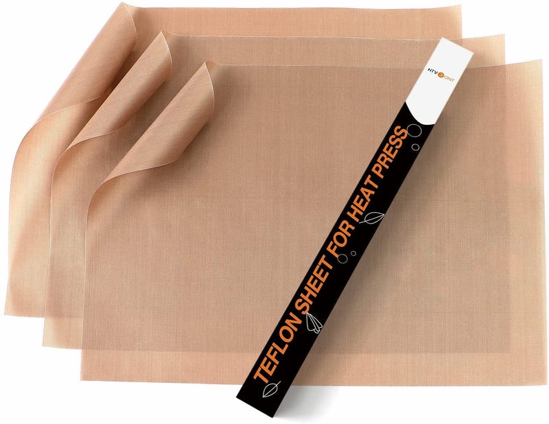 مجموعة HTVRONT من 3 أوراق تفلون لنقل الحرارة غير لاصقة PTFE بحجم حوالي 12 × 16 ورق نقل الحرارة قابل لإعادة الاستخدام حصيرة مقاومة للحرارة