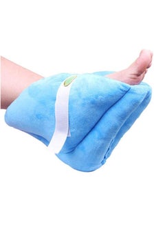 Heel Protector Cushion, Foot Support Pillow-Heel Cushion Protector Pillow for Relief Foot Pressure, Heel Protectors for Standard Size or Bariatric Patients, Extra Gentle Velvet Fabric (1 Pcs, Blue)