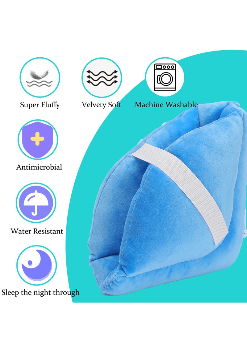 Excefore - Heel Protector Cushion, Foot Support Pillow-Heel Cushion Protector Pillow for Relief Foot Pressure, Heel Protectors for Standard Size or Bariatric Patients, Extra Gentle Velvet Fabric (1 Pcs, Blue) - Image 1