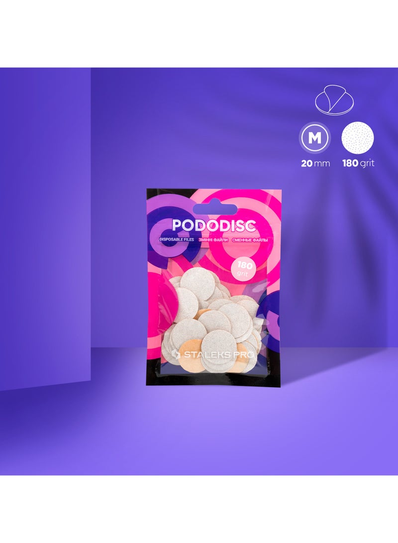 STALEKS PRO Disposable White Files for Pedicure Disc | PODODISC M EXPERT 180 grit (50 pcs) - Image 1