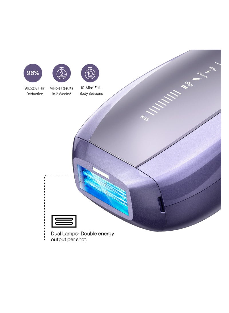 Ulike Air 10 IPL Laser Hair Removal for Women & Men, 65°F Ice-Cooling, Dual Lights, Skin Sensor & SHR Mode for Nearly Painless, Long-Lasting Hair Removal, Includes Leather Case, Purple - Image 4