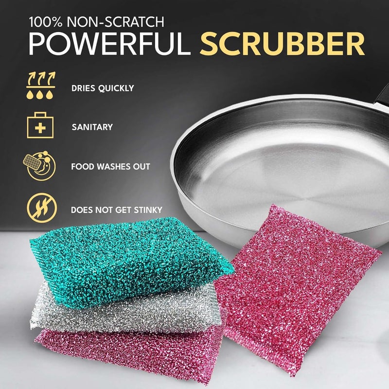 The Crown Choice Dish Sponges for Washing Dishes 6Pcs NonScratch Scrub Sponge for Kitchen Outdoors Tiles Cleaning Dish Washing Best Kitchen Dish Scrub and Steel Wool Alternative Kore - Image 5