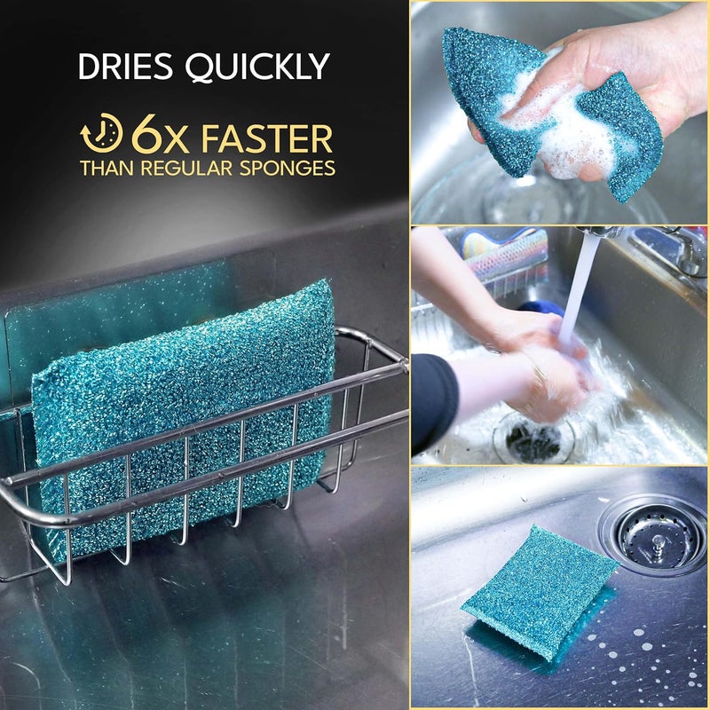 The Crown Choice Dish Sponges for Washing Dishes 6Pcs NonScratch Scrub Sponge for Kitchen Outdoors Tiles Cleaning Dish Washing Best Kitchen Dish Scrub and Steel Wool Alternative Kore - Image 4
