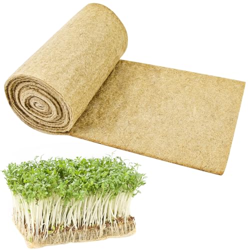 Emsiok 1 Roll 10 X 157 Microgreen Grow Mat Natural Fiber Grow Mats Microgreens Grow Kit Hydroponic Pads Indoor Organic Production for Microgreen Starter Tray Wheatgrass Sprouts - Image 1