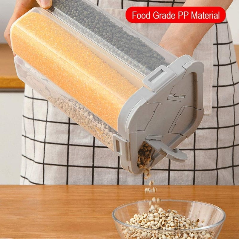 BIPEGE WINIAER Airtight Cereal Storage Container, Clear 2.3L Airtight Kitchen Food Storage Container with Lids and Compartments for Grain, Sugar, Flour, Rice, Nuts, Snacks - Image 1