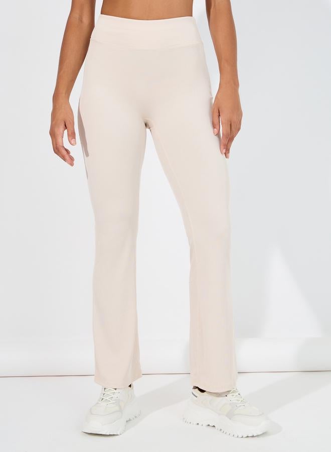 Styli Ribbed Racerback Longline Sports Bra & Flared Leggings Set  - Image 4