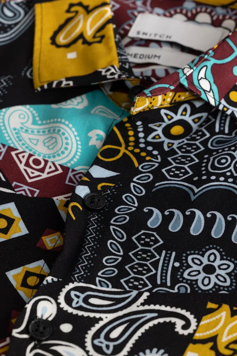 سنيتش Yellow Paisley Long Sleeve Slim Fit Casual Shirt