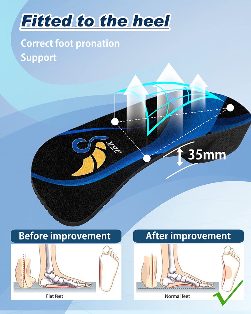 QBK 3/4 Arch Support Insoles for Women/Men QBK Orthotics Shoe Insoles High Arch Supports Shoe Insoles for Plantar Fasciitis  Flat Feet  Over-Pronation Height Increase Insoles XL - Image 3