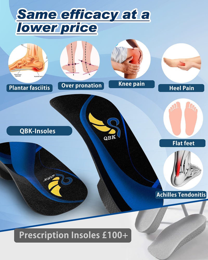 QBK 3/4 Arch Support Insoles for Women/Men QBK Orthotics Shoe Insoles High Arch Supports Shoe Insoles for Plantar Fasciitis  Flat Feet  Over-Pronation Height Increase Insoles XL - Image 5