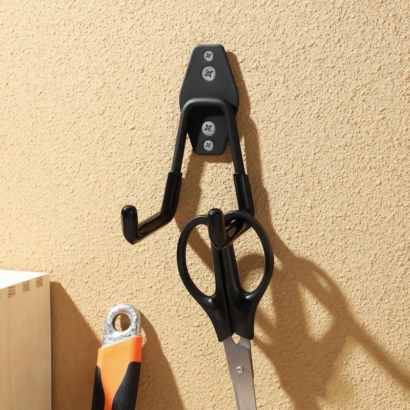 Heavy Duty Black Metal Wall Hooks 4pcs Garage Storage Hangers For Tools And Bikes - Image 3