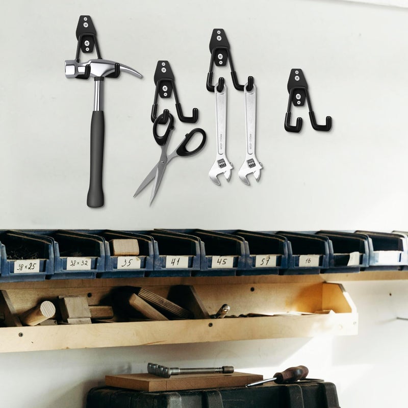 Heavy Duty Black Metal Wall Hooks 4pcs Garage Storage Hangers For Tools And Bikes - Image 5