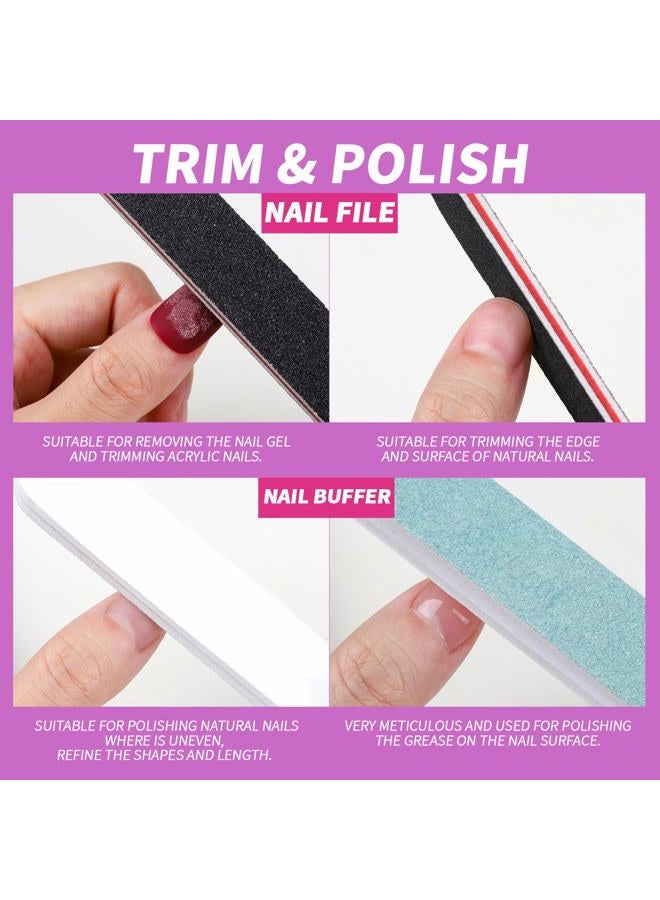 FANDAMEI Nail Polish Gel Remover Tools Kit, 10 Pcs Purple Nail Clips, 100ml Nail Polish Remover Bottle, 500 Pcs Remover Cotton Pad, Nail Brush, Cuticle Pusher, Cuticle Peeler, Nail File, Buffer Block - Image 5