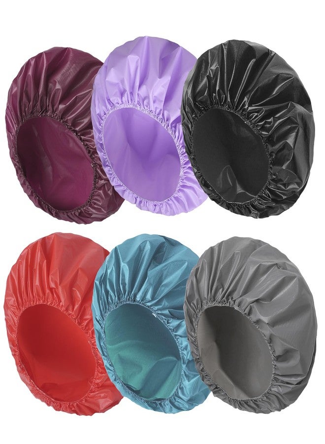 CHFONG 6 PCS Shower Caps for Women, Double Side Waterproof Shower Cap, Reusable Elastic Bath Caps for Shower, EVA Bathing Shower Caps, Bath Hair Caps - Black+Plum+Teal+Red+Lavender+Gray - Image 1