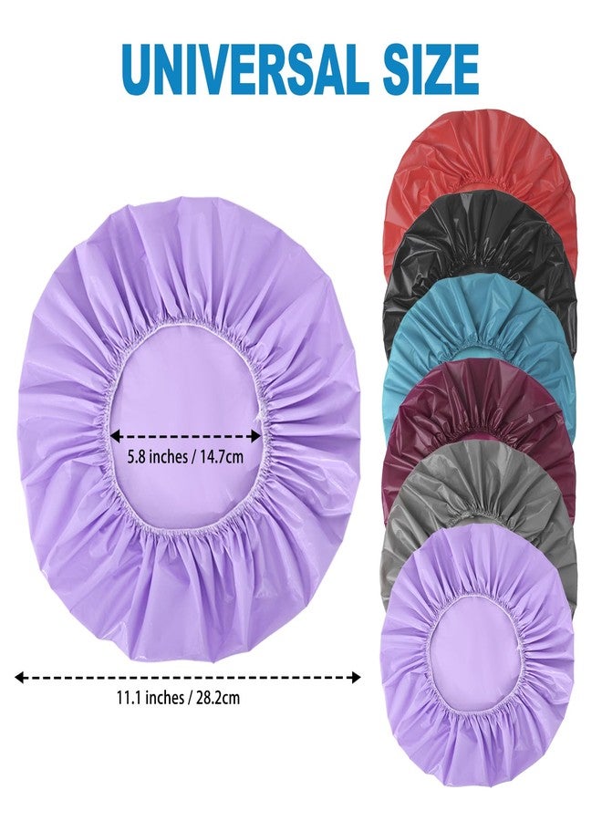 CHFONG 6 PCS Shower Caps for Women, Double Side Waterproof Shower Cap, Reusable Elastic Bath Caps for Shower, EVA Bathing Shower Caps, Bath Hair Caps - Black+Plum+Teal+Red+Lavender+Gray - Image 3