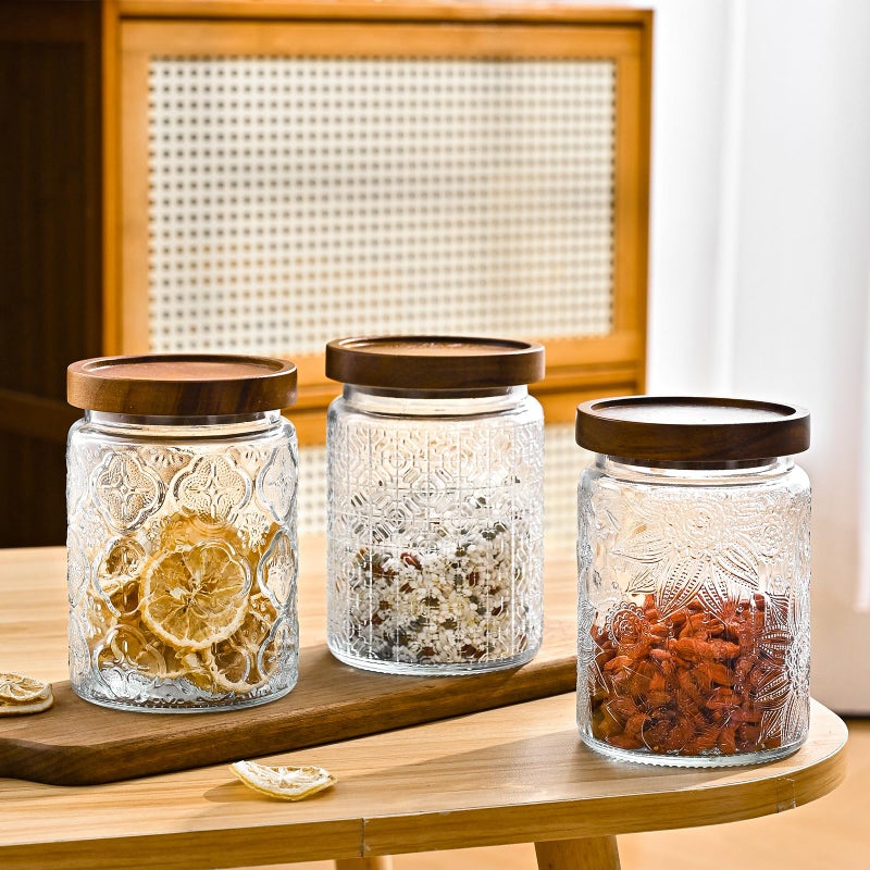 Adodeen 3-Pack 24oz Glass Jar With Airtight Lid,Kitchen Canisters For Countertop,Coffee Sugar Container Set,Pantry Glass Storage Containers For Flour,Candy,Loose Tea,Snack, mason jars - Image 5