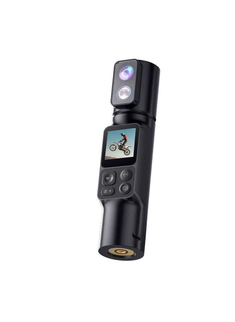 6K Action Camera, WIFI Dual Lens Pocket Camera, 350° Rotating Lens, 50MP Vlogging Camera, 2600mAh+2600mAh Battery, 6-Axis Stabilizer, Touch Screen, Support Time-Lapse Recording/Slow Motion/Pre-Recording
